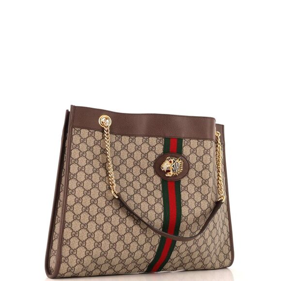 Gucci Rajah Chain Tote GG Coated Canvas Large Brown - Picture 3 of 8
